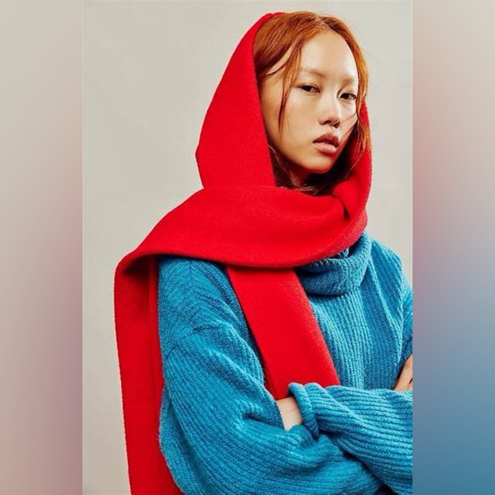 Free People All for You Hooded Scarf in Space Cherry